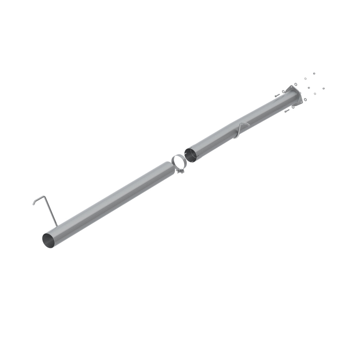 4" Race Pipe, without bungs, AL, 2013-2018 RAM 2500/3500 6.7L